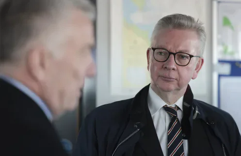 Michael Gove wearing glasses and an overcoat.