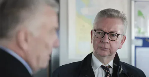 Michael Gove wearing glasses and an overcoat.