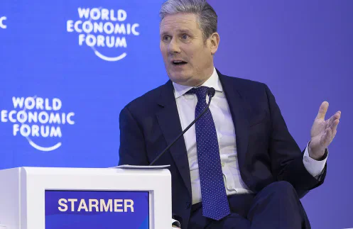 Keir Starmer speaking on a World Economic Forum panel.