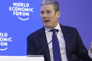 Keir Starmer speaking on a World Economic Forum panel.