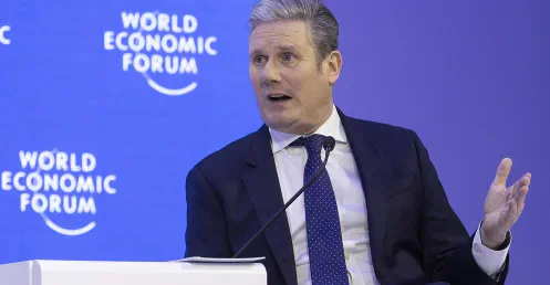Keir Starmer speaking on a World Economic Forum panel.