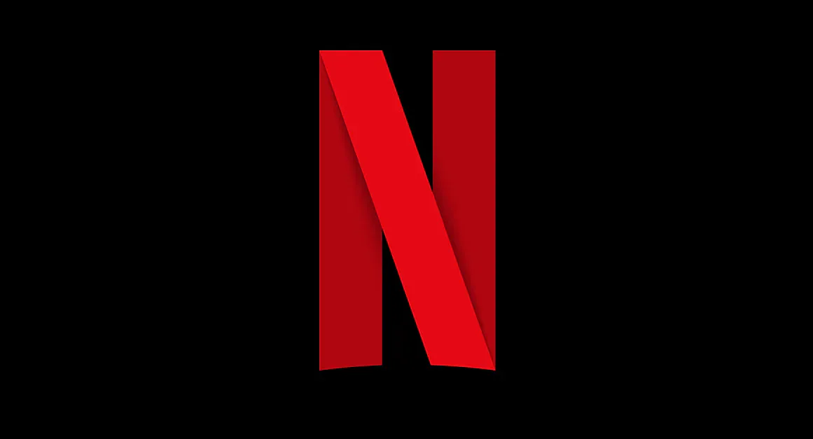 Red Netflix N logo on a black background
