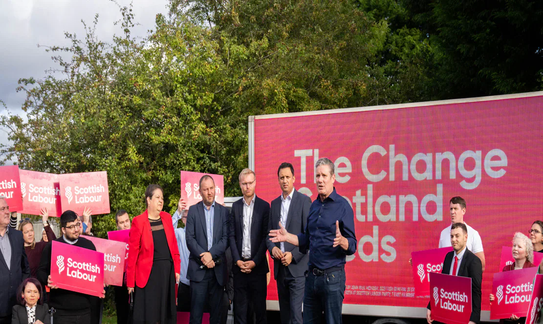 Keir Starmer addressing a Scottish Labour outdoor campaign event