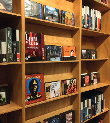 Shelves of books in a bookshop or library