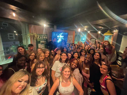 Members of Cardiff Feminist Society gathered indoors