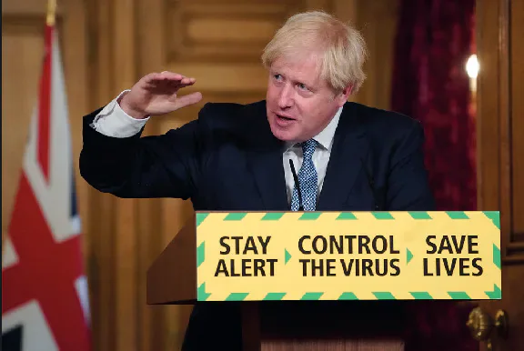 Boris Johnson speaking at a COVID-19 press conference