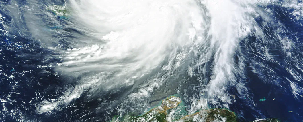 A hurricane viewed from space.