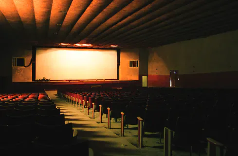 The auditorium and cinema screen at Chapter Arts Centre.