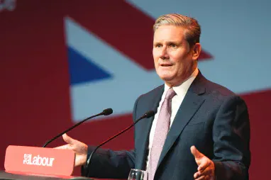 Keir Starmer speaking at the Labour Women’s Conference in Liverpool.