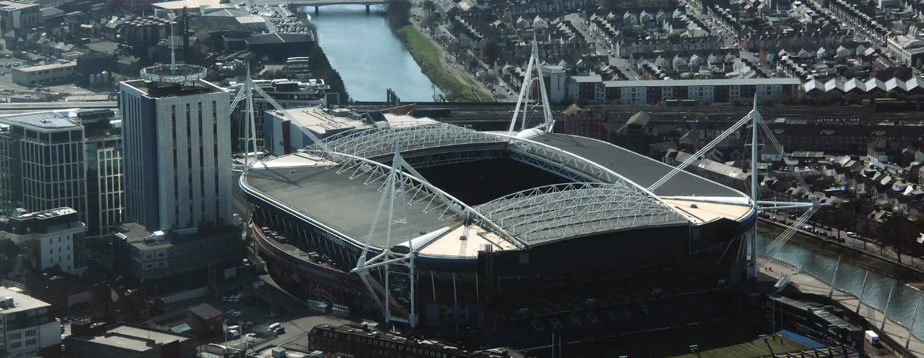 An aerial view of the Principality Stadium.