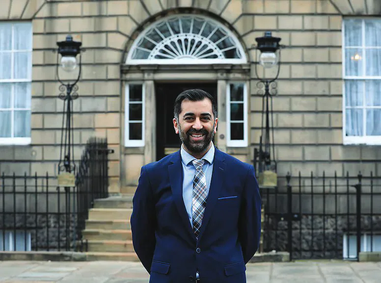 Humza Yousaf standing outside Bute House