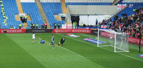 Cardiff City attacking the Middlesbrough goal during the match
