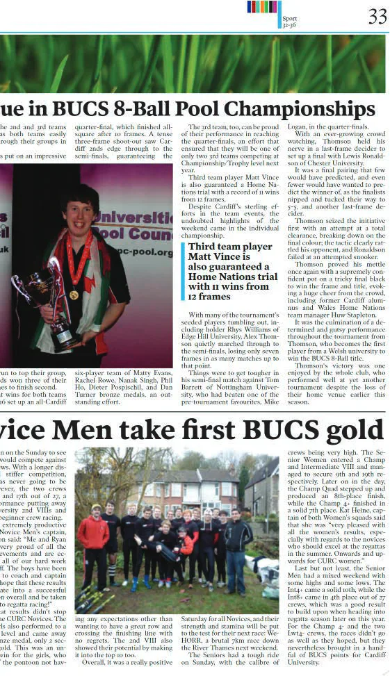 Right-hand page of the reproduced Gair Rhydd Issue 1000 BUCS Review spread