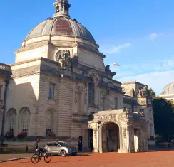 Cardiff City Hall and its domed clock tower.