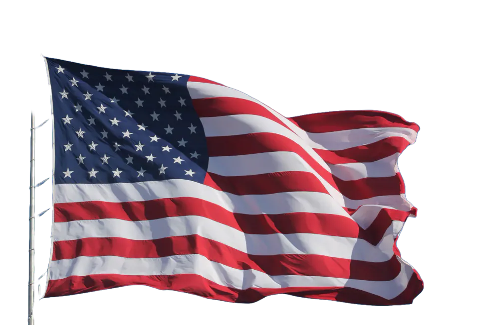 United States flag waving against a transparent background
