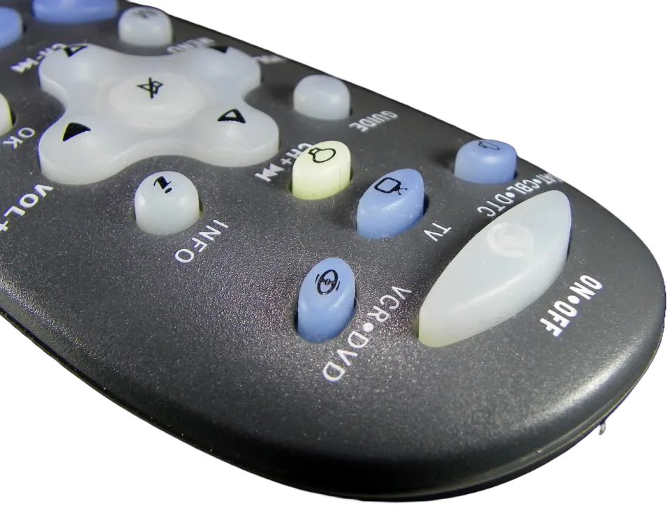Close-up of buttons on a television remote control