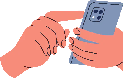 Illustration of hands using a mobile phone