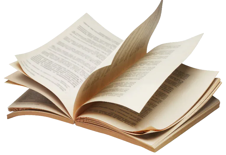 An open book with turning pages