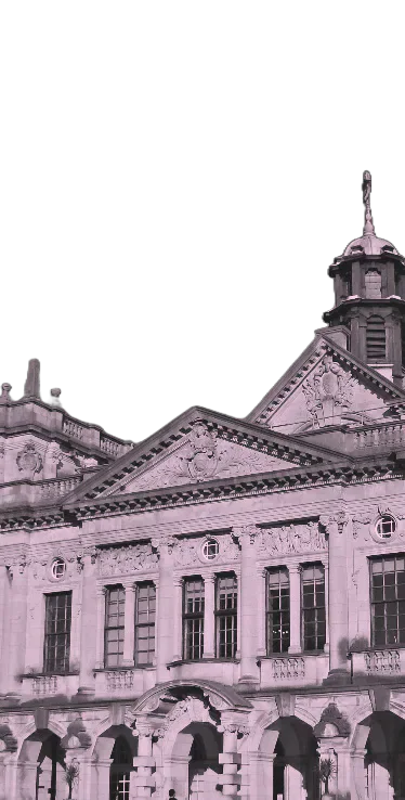 A tinted photograph of a Cardiff University building
