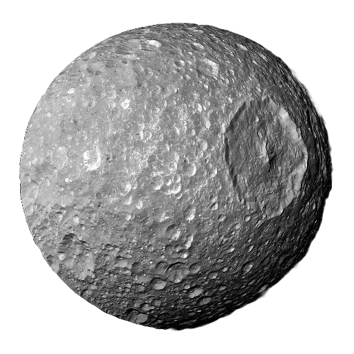 A cratered moon shown against a transparent background.