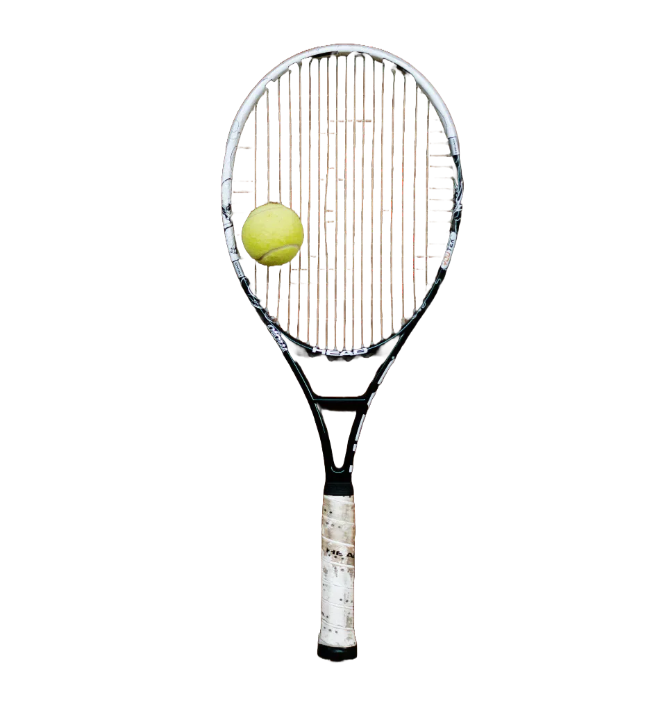 A tennis racket and ball.