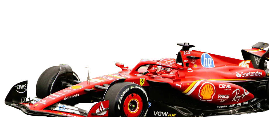 A red Ferrari Formula 1 car.