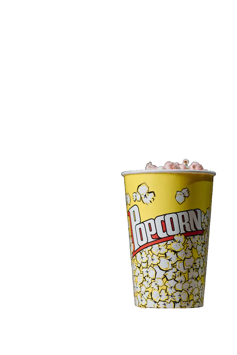 A yellow tub of popcorn