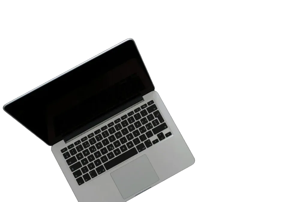 An open silver laptop