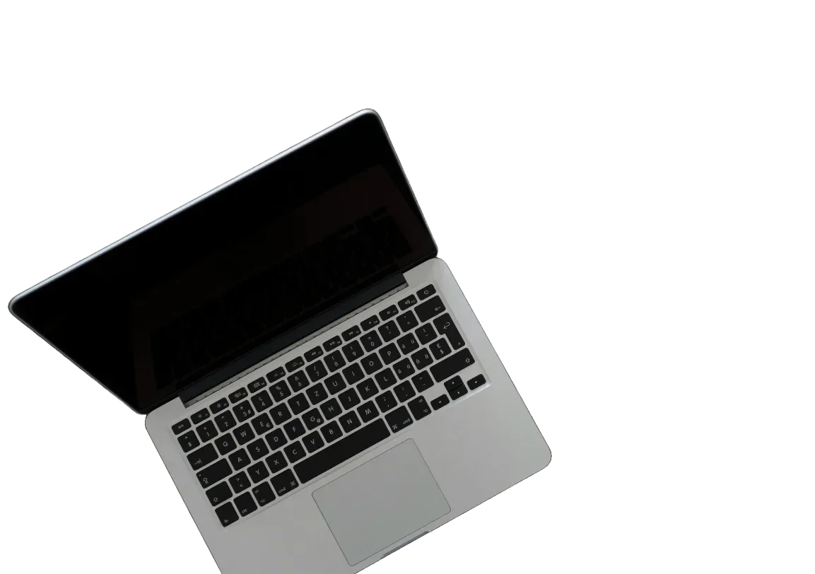 An open silver laptop