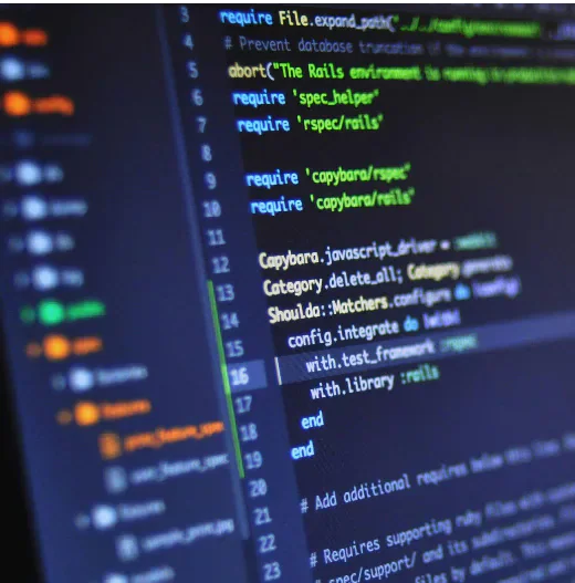 Computer code on a screen