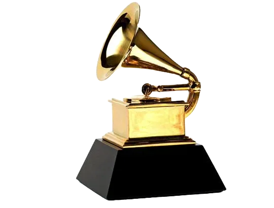 A gold Grammy trophy