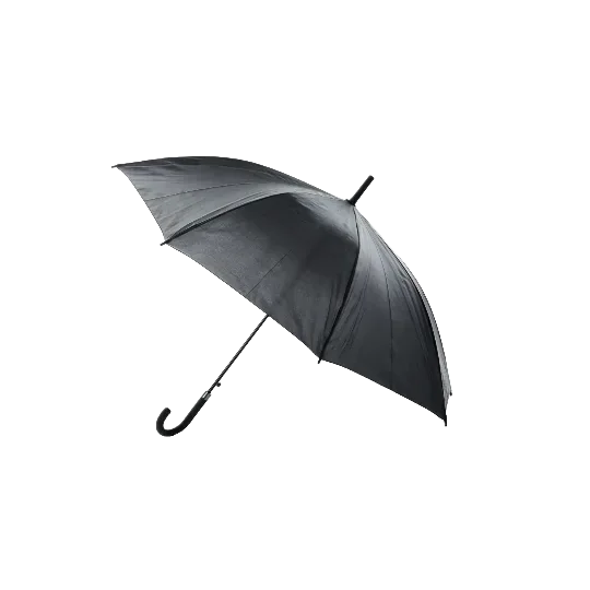 An open black umbrella