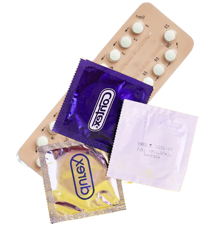Contraceptive pills and condom packets
