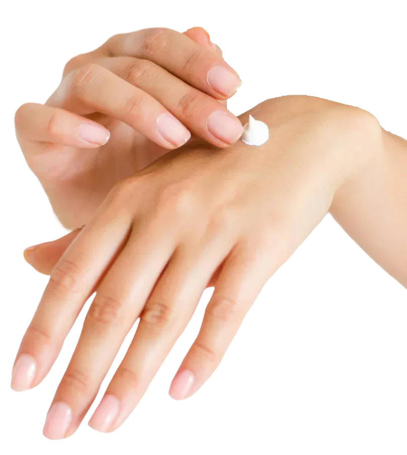 Cream being applied to the back of a hand