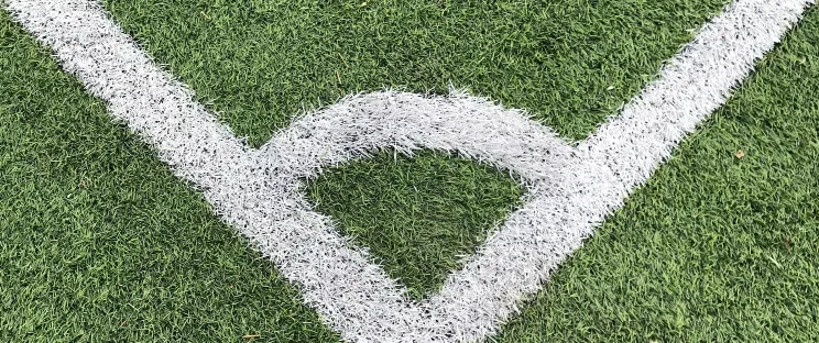 White corner markings on a football pitch