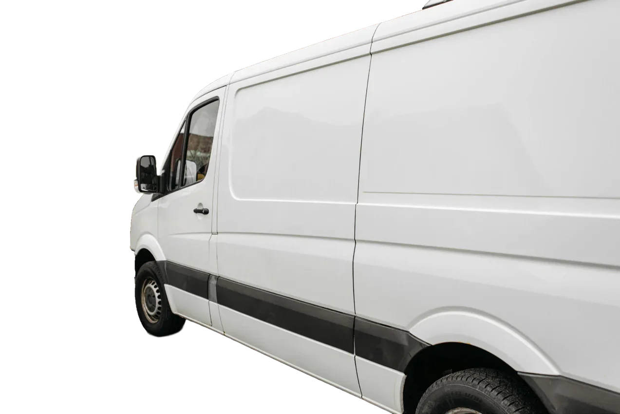 A white delivery van