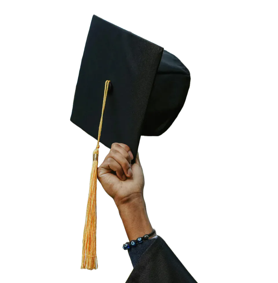 A hand raising a graduation cap
