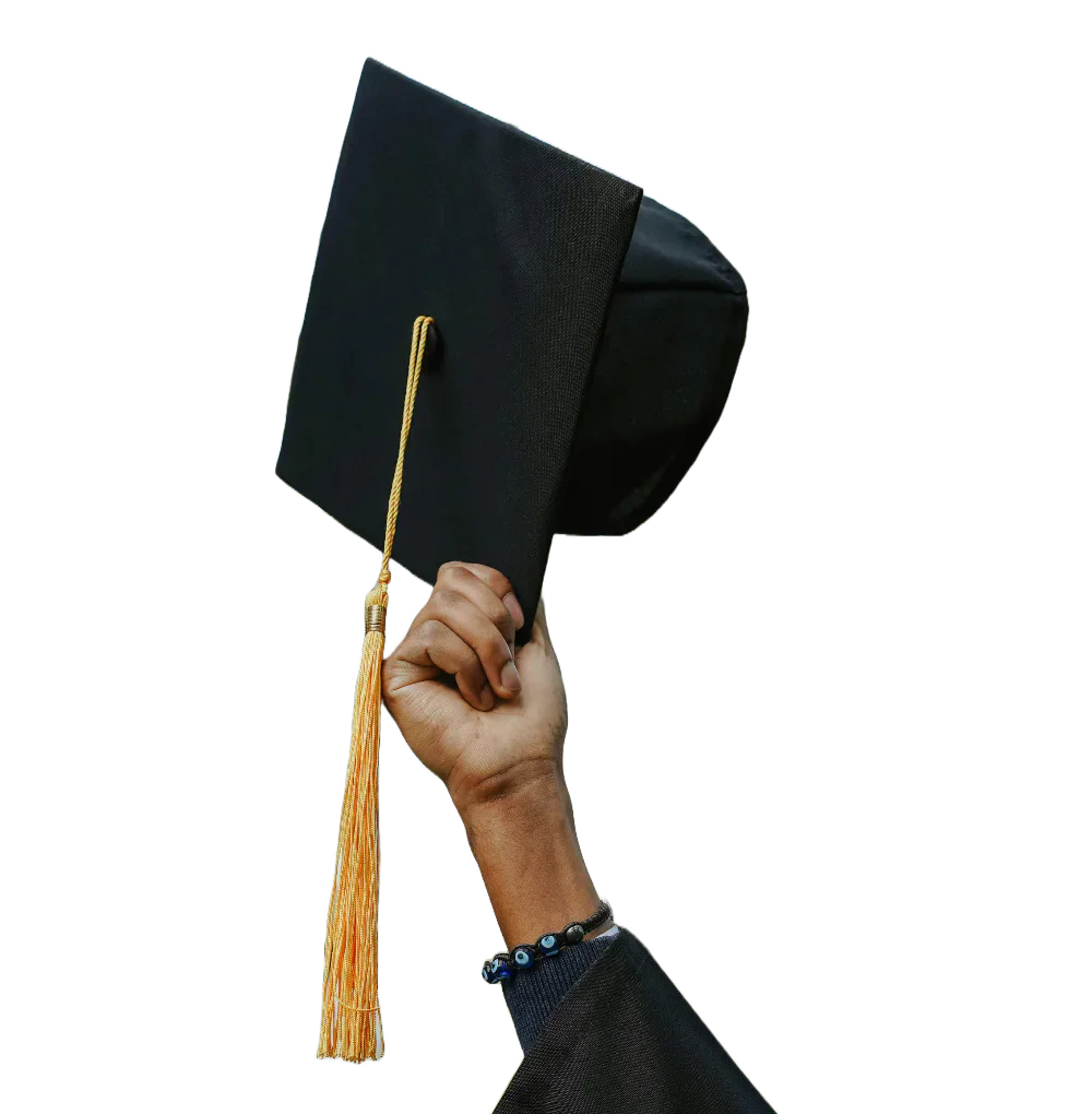 A hand raising a graduation cap