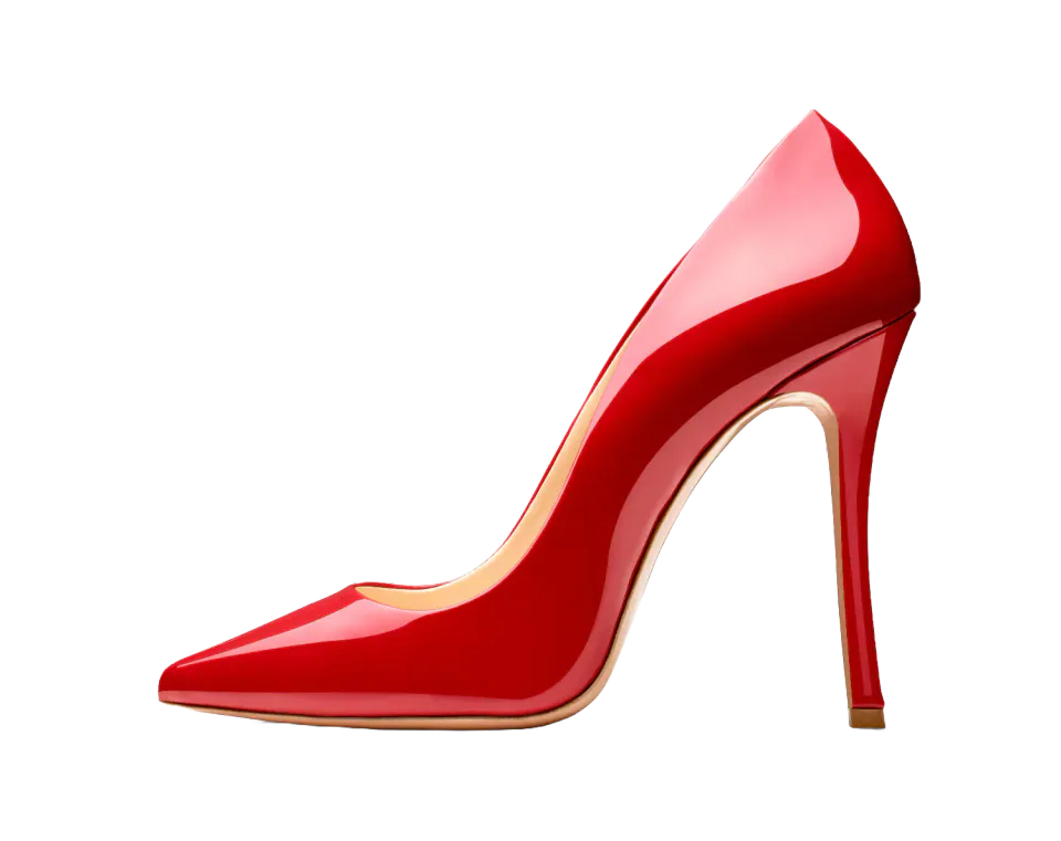 A red high-heeled shoe illustration.