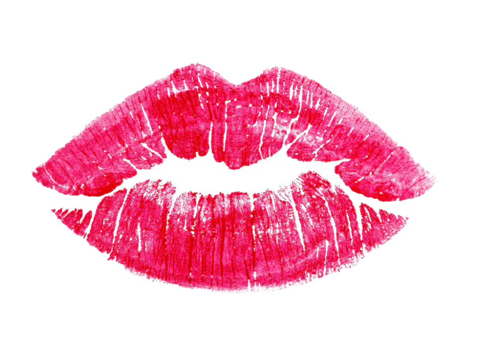 A pink lipstick kiss mark.