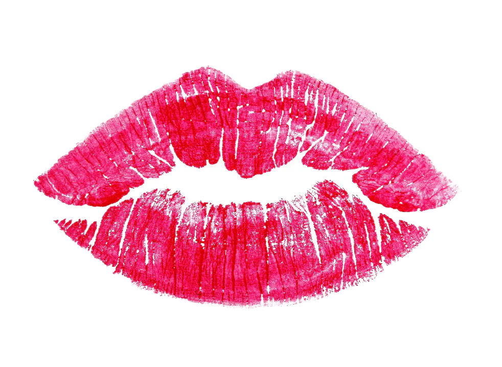 A pink lipstick kiss mark.