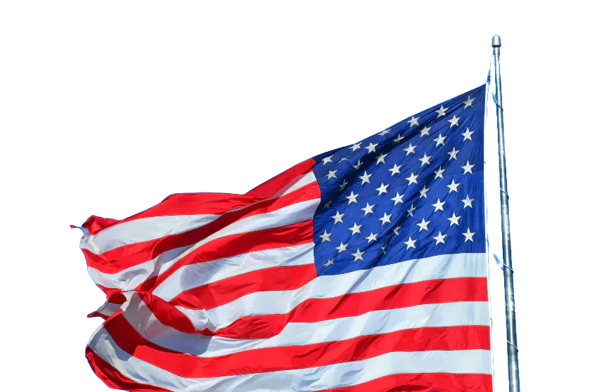 The flag of the United States on a pole.