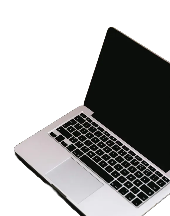 An open laptop with a blank screen.
