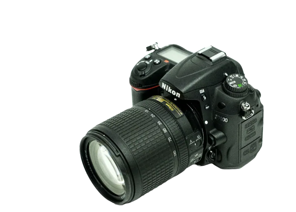 A digital camera with a zoom lens.
