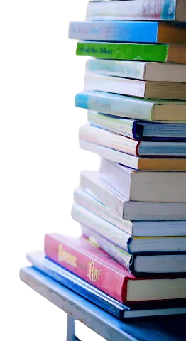 A tall stack of books.