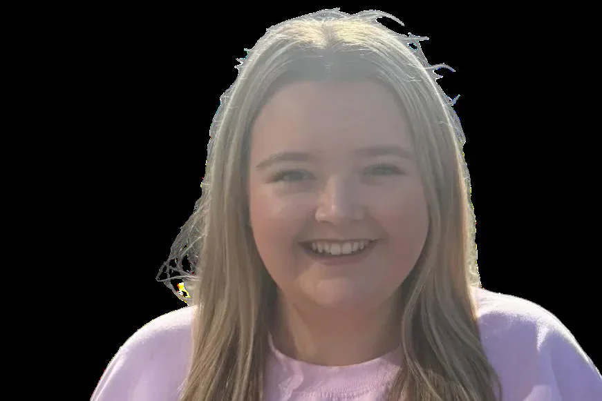 Catrin Edith Parry wearing a pink top.