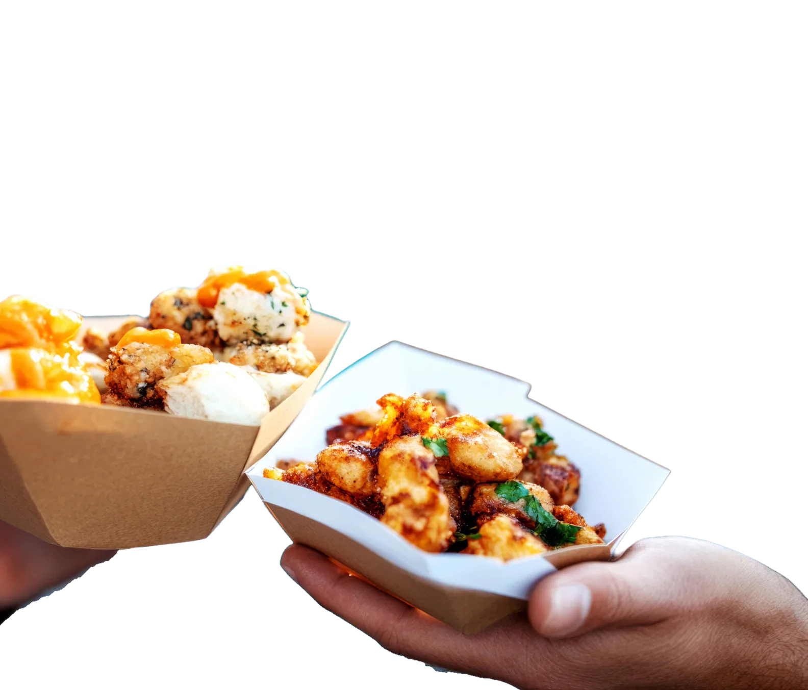 Street food in takeaway trays