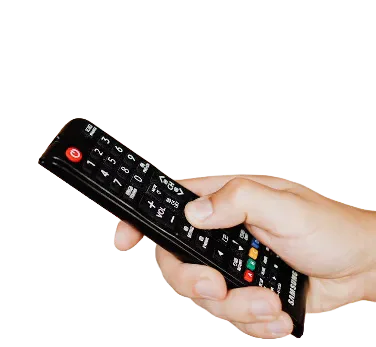 Hand holding a television remote control