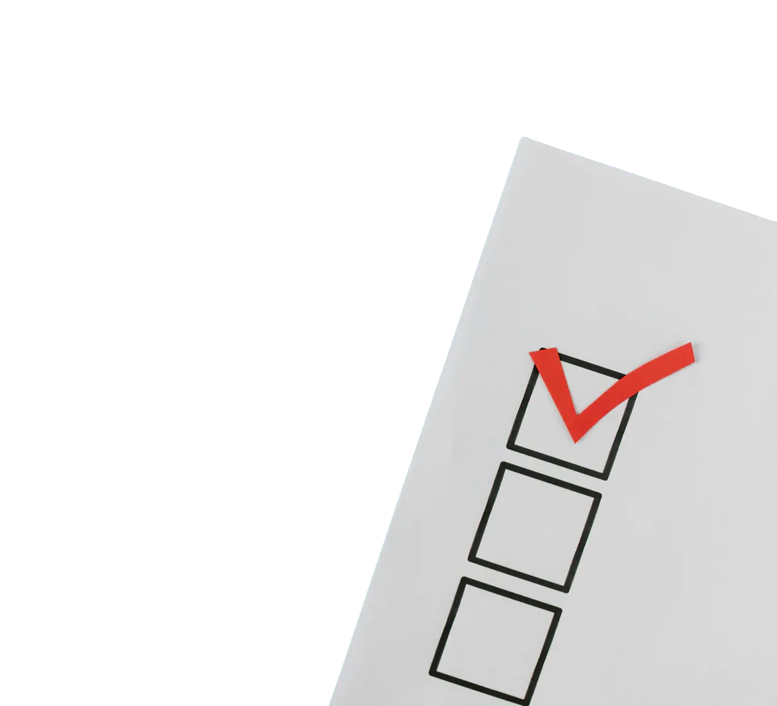 Ballot paper with a red tick