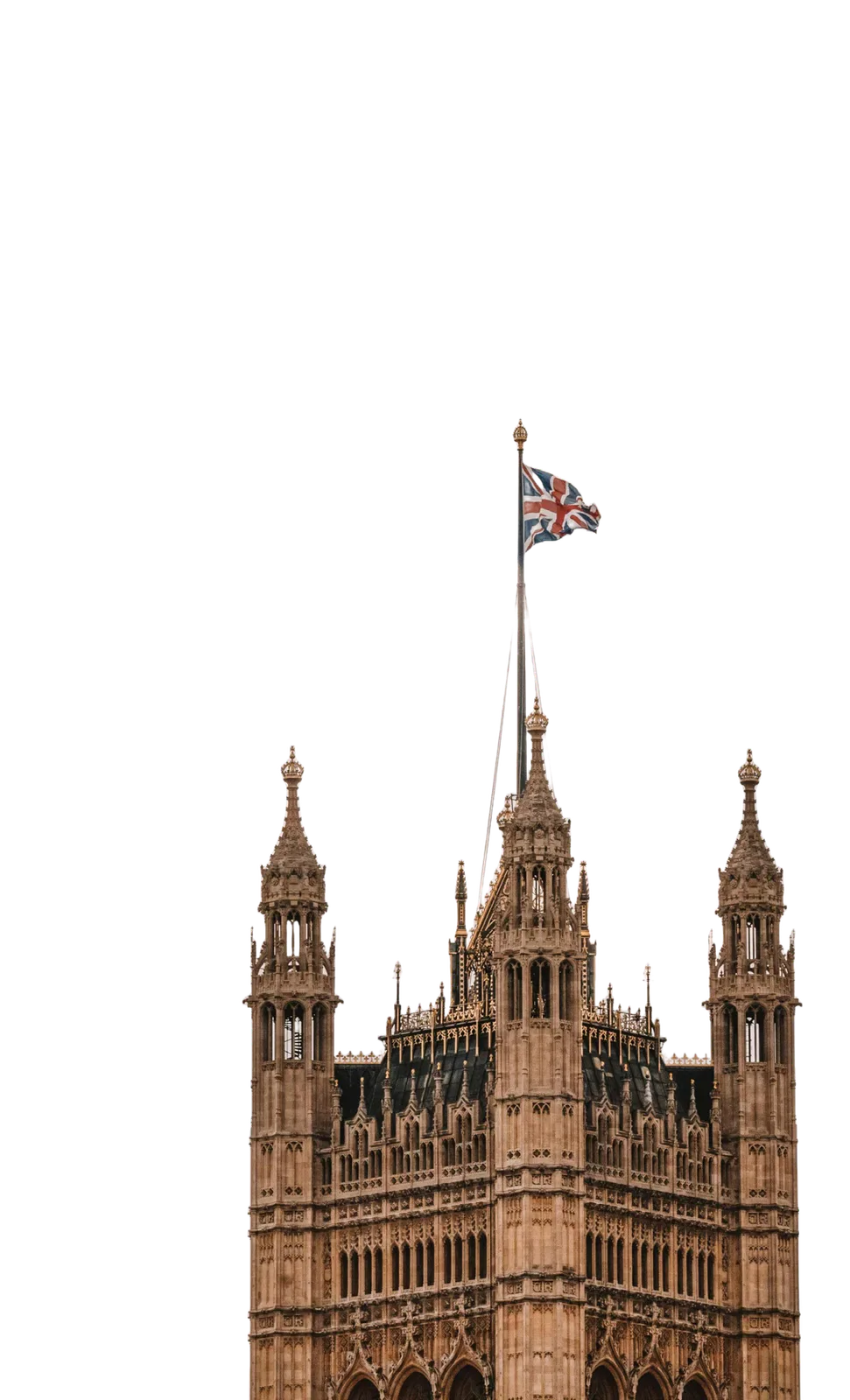 Palace of Westminster with the Union flag